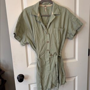 Free People Sage Green Textured Top